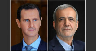 الرئيس الأسد يهنئ الرئيس الإيراني المنتخب مسعود بزشكيان